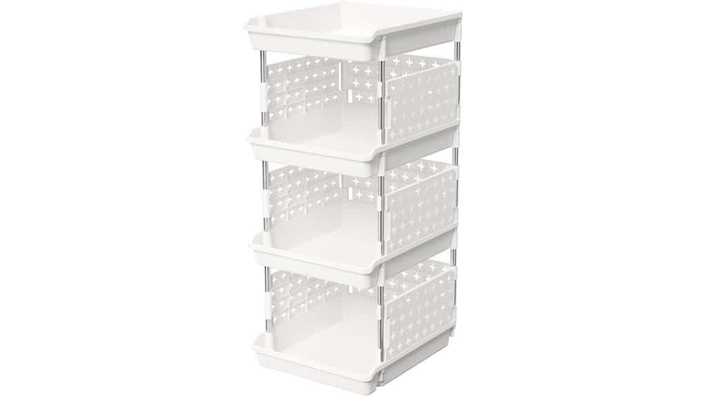 stackable plastic storage baskets