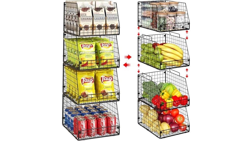 stackable wire storage baskets