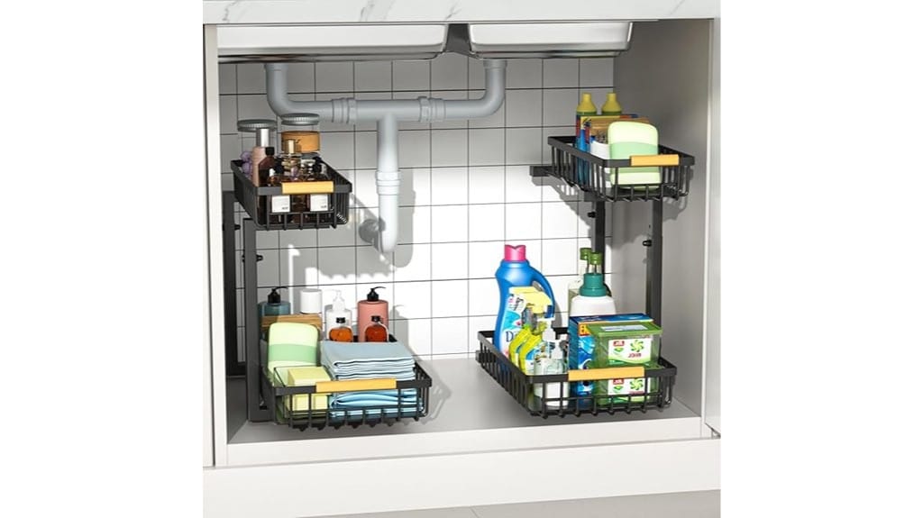 adjustable under sink organizers