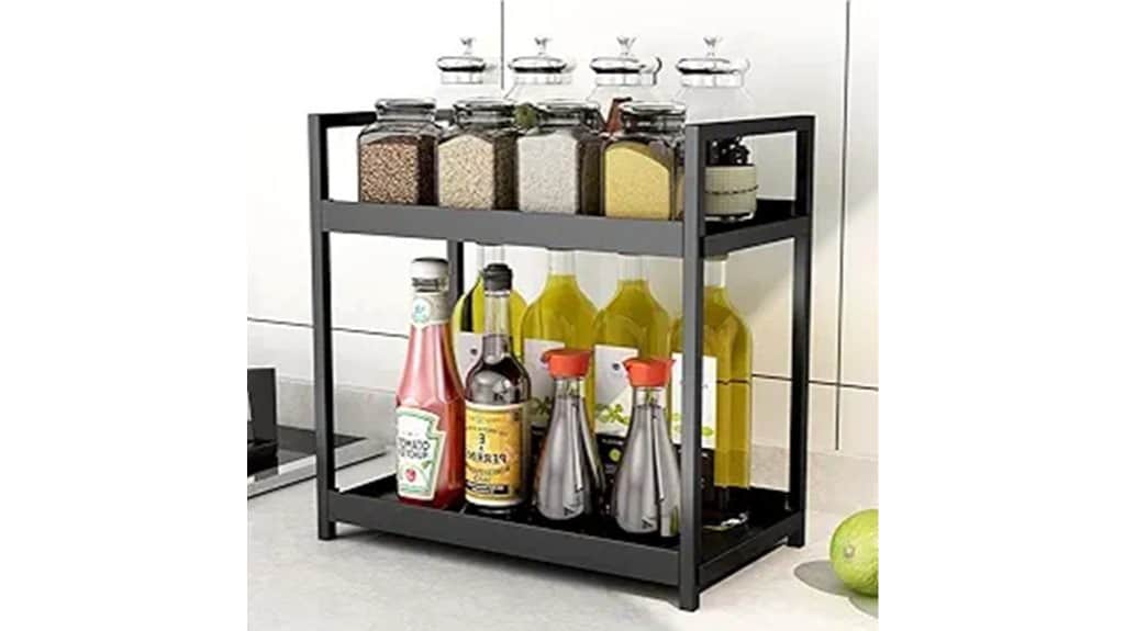 black countertop organizer tiered