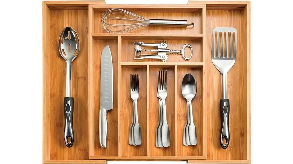 expandable bamboo utensil organizer