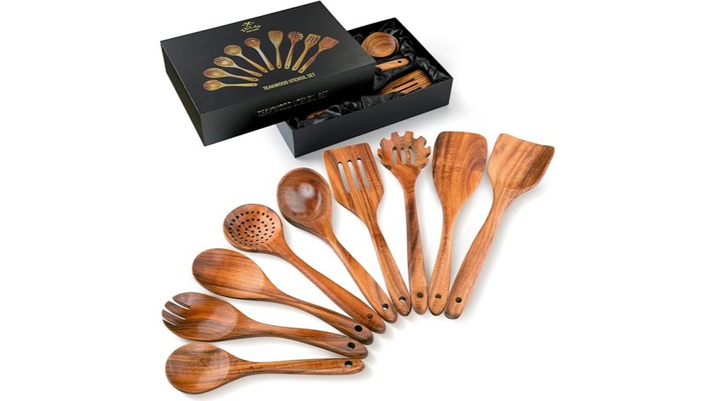 teak wooden utensil set