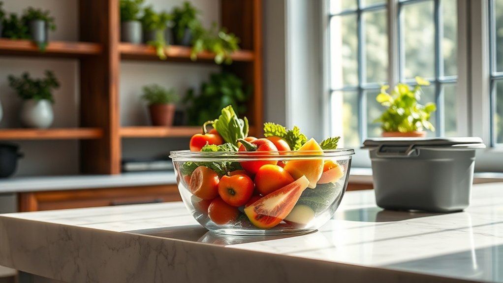 elegant glass kitchen storage