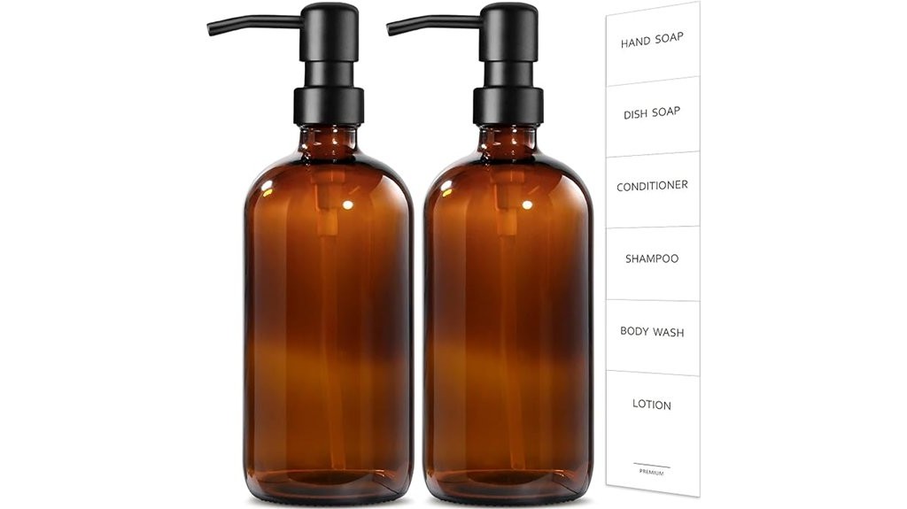 amber glass soap dispensers