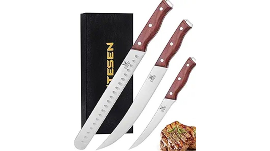butcher knife set rosewood