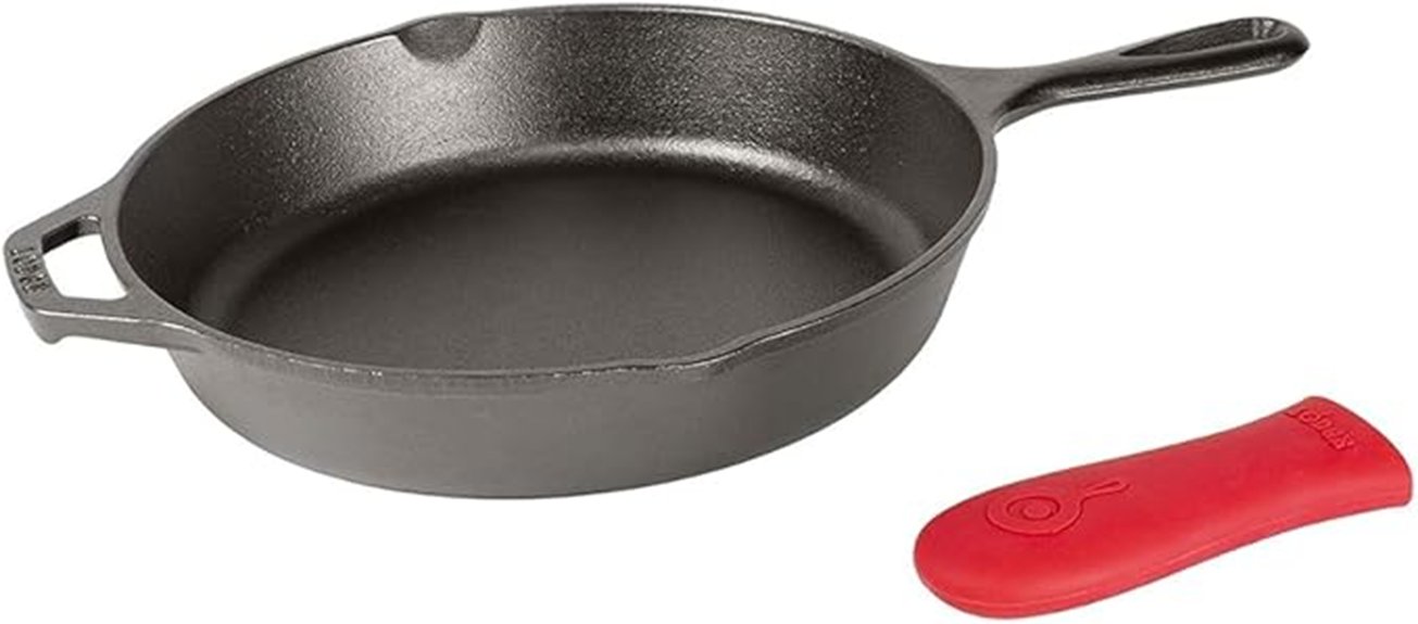 cast iron skillet with holder