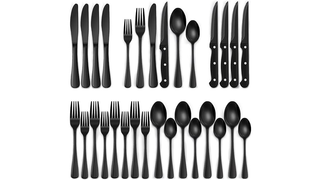 elegant black silverware set