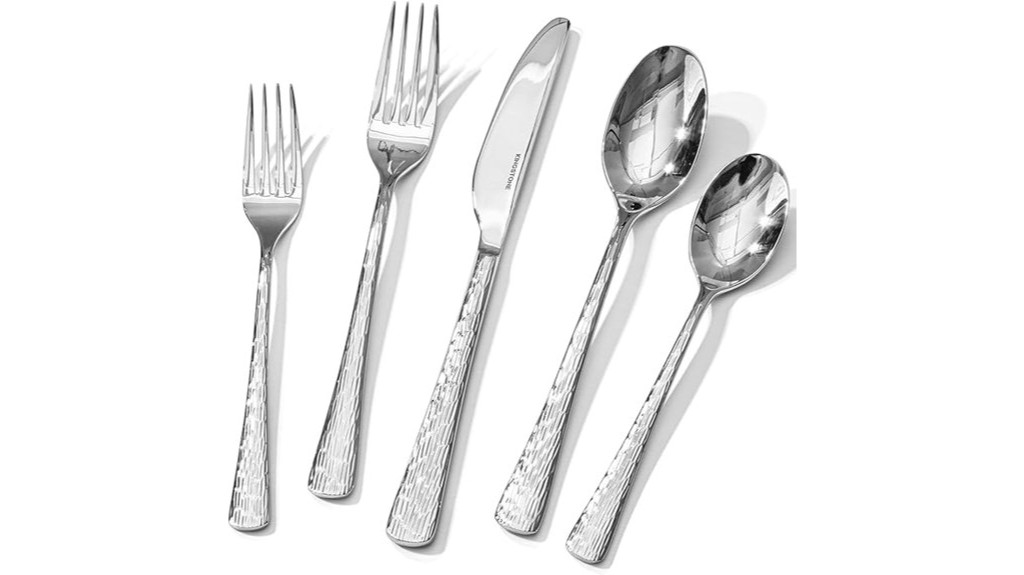 elegant hammered silverware set