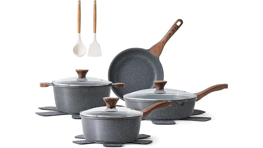 nonstick cookware with granite