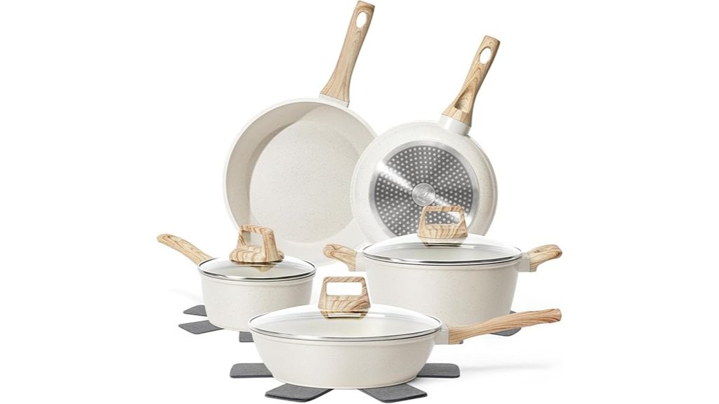 nonstick white granite cookware