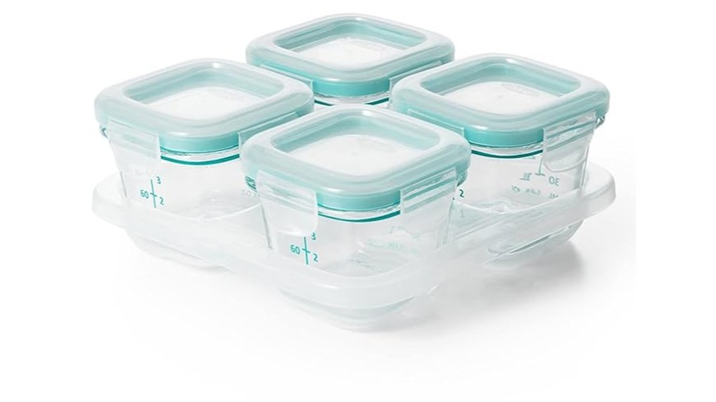 teal glass baby storage