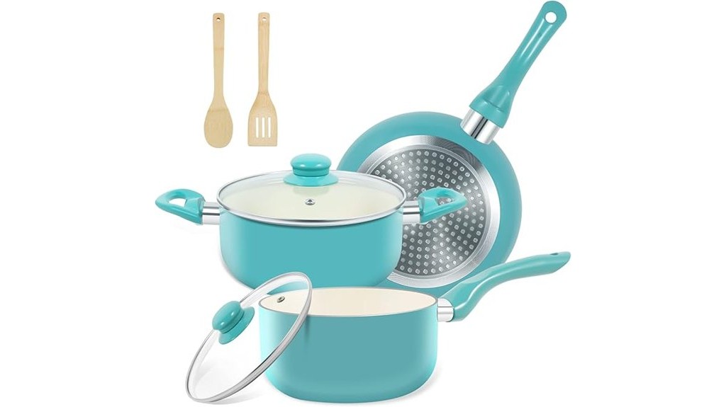 turquoise nonstick cookware set