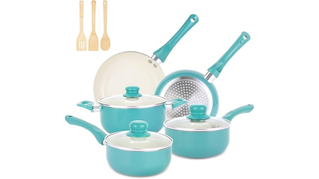 turquoise nonstick cookware set