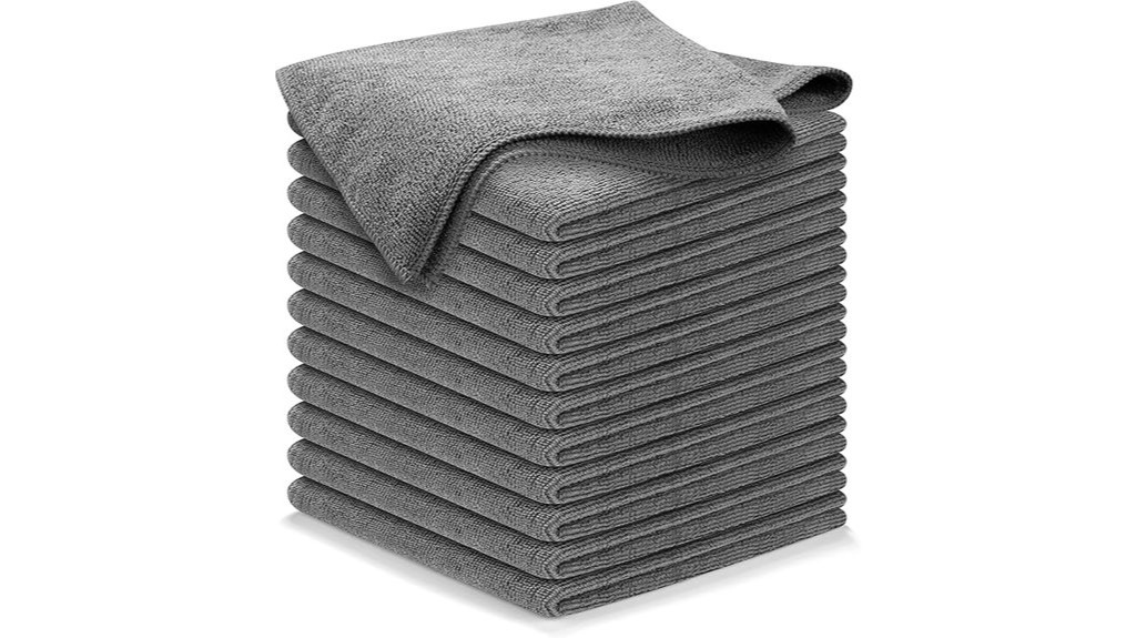 twelve grey microfiber cloths