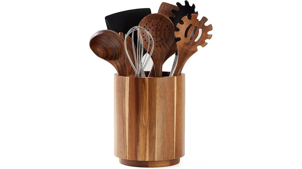 10 Best Kitchen Utensil Holders to Keep Your Cooking Space Organized and Stylish 5 acacia wood kitchen organizer