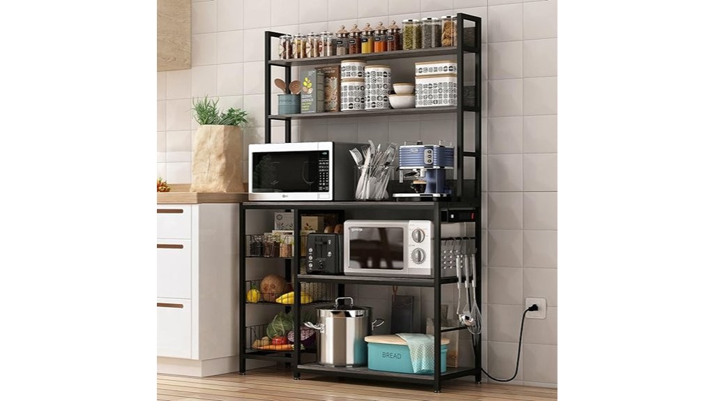 bakers rack with outlets