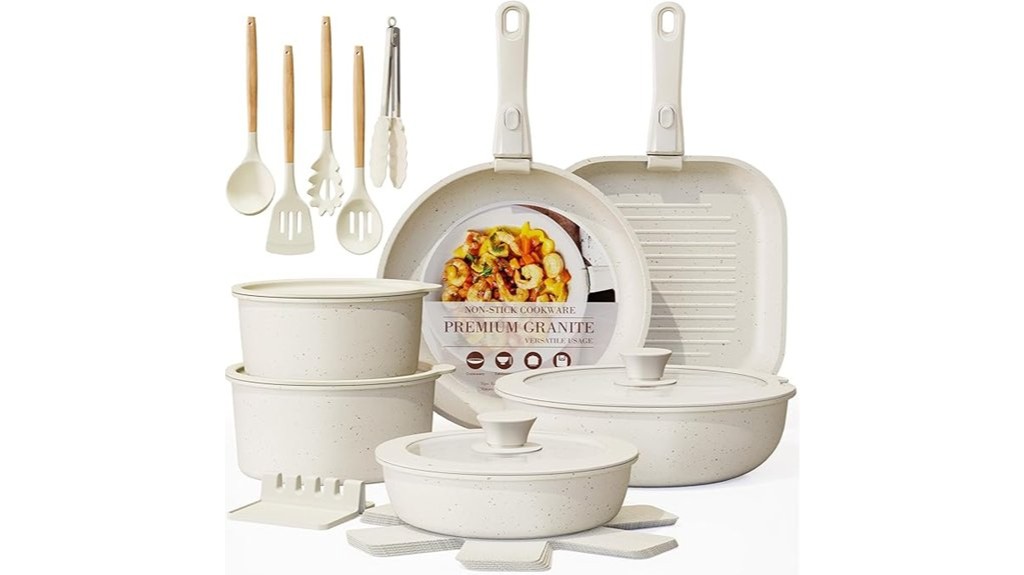 ceramic cookware set detachable handles