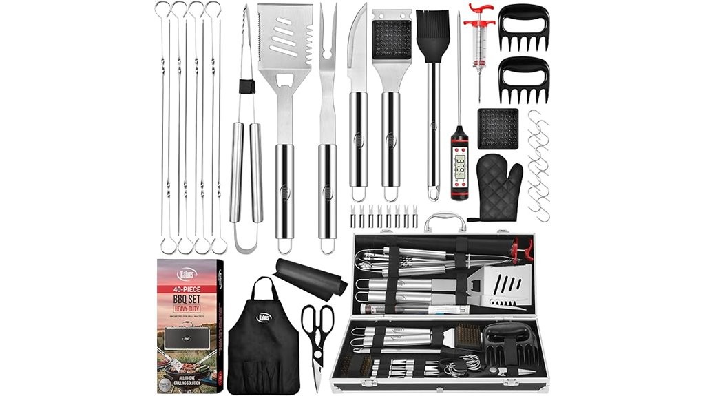 complete stainless steel grill set