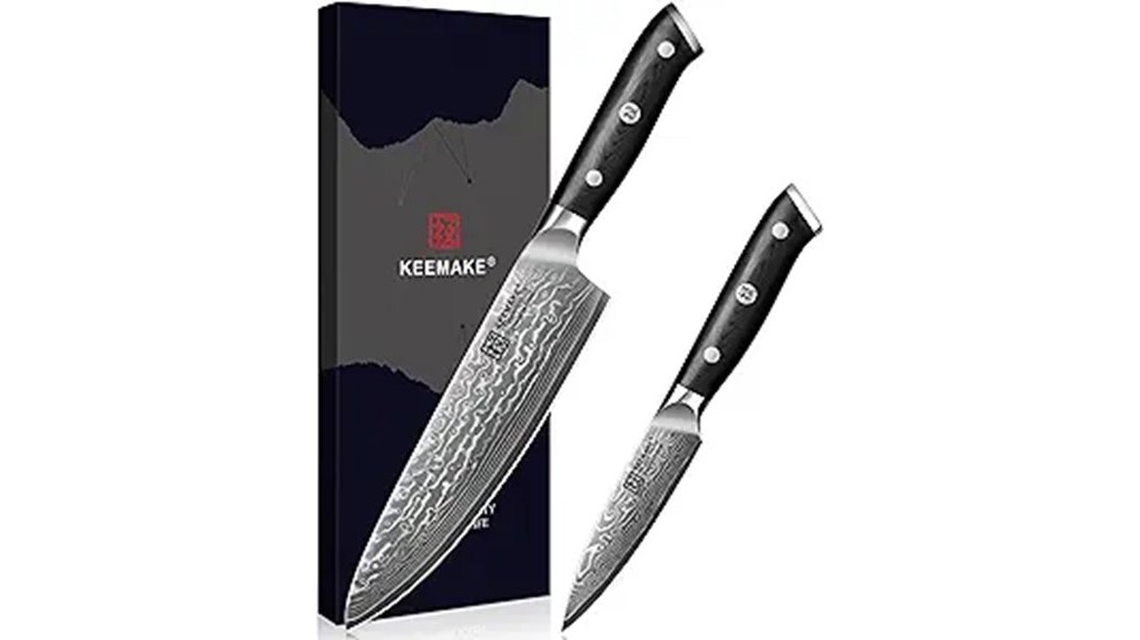 damascus kitchen knife set