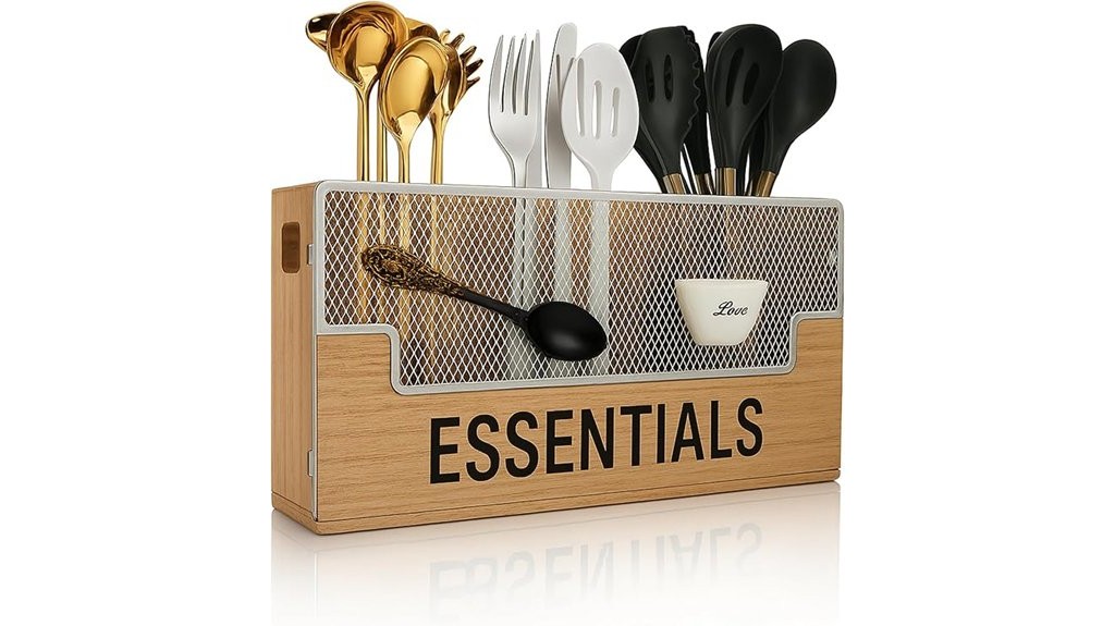 10 Best Kitchen Utensil Holders to Keep Your Cooking Space Organized and Stylish 4 large wooden utensil organizer