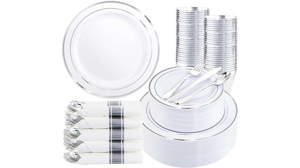 silver plastic dinnerware set