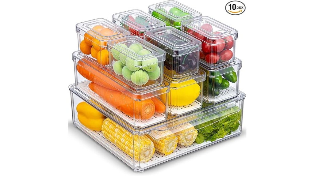 stackable fridge organizer bins