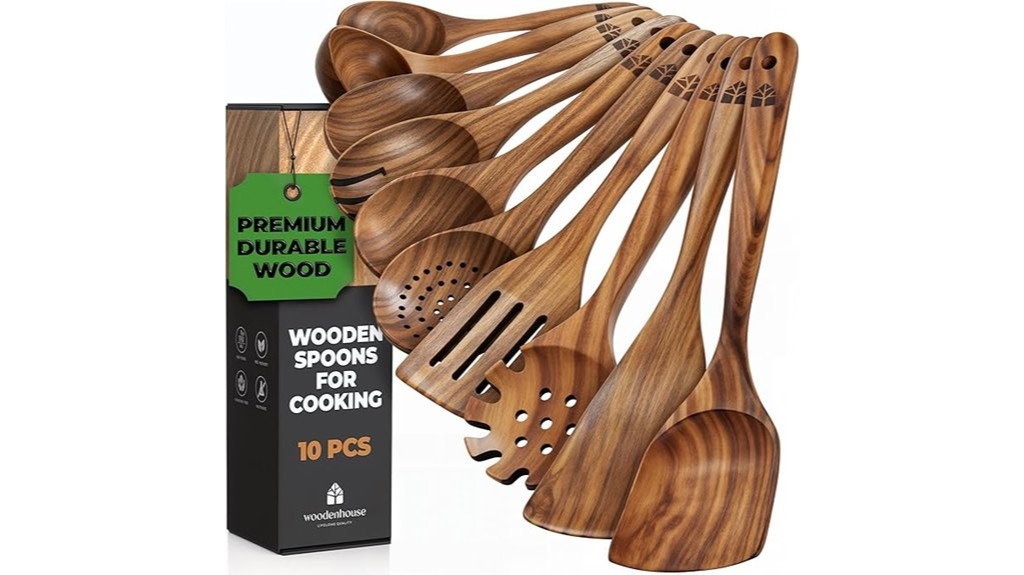 ten piece wooden utensil set
