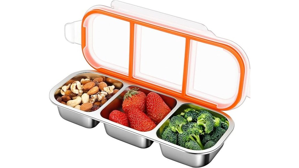 three compartment snack container
