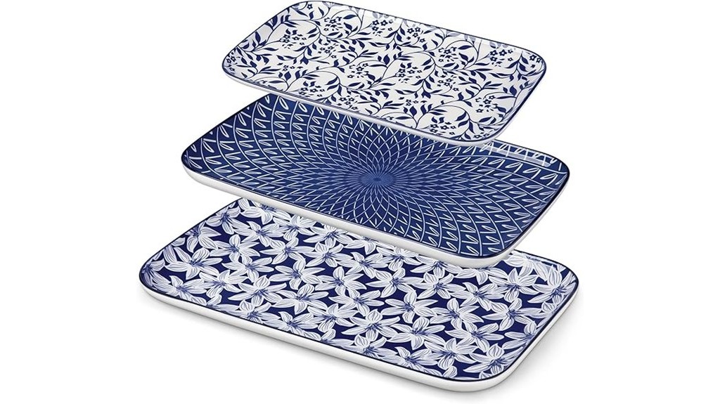 vintage blue ceramic platters
