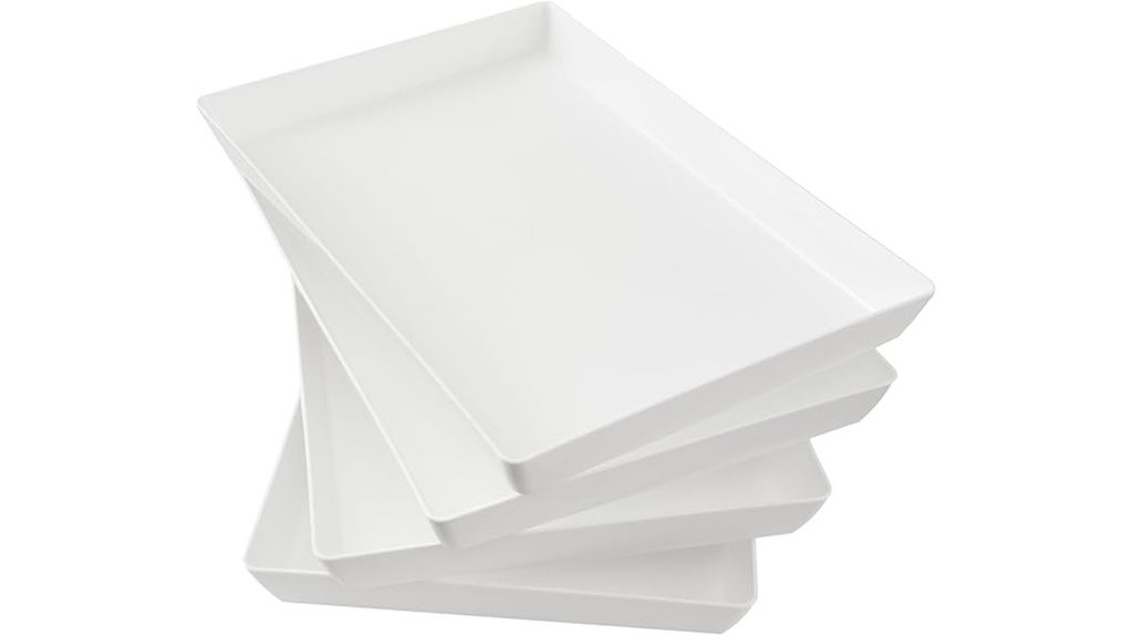 white plastic serving trays
