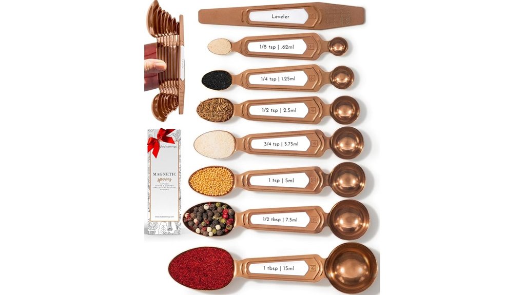 copper measuring spoons set