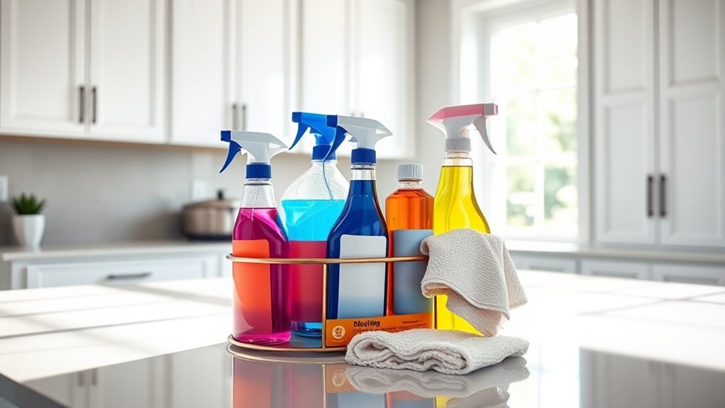 efficiently organized cleaning supplies