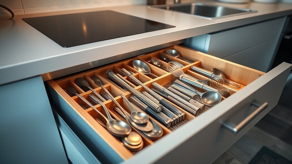 organized kitchen utensil storage