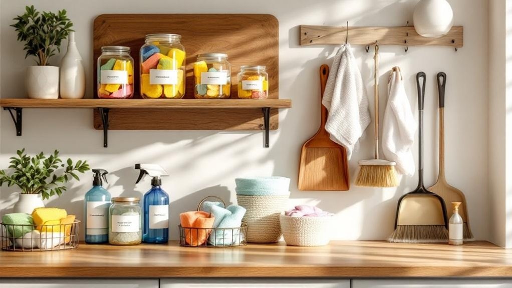 organizing kitchen cleaning supplies